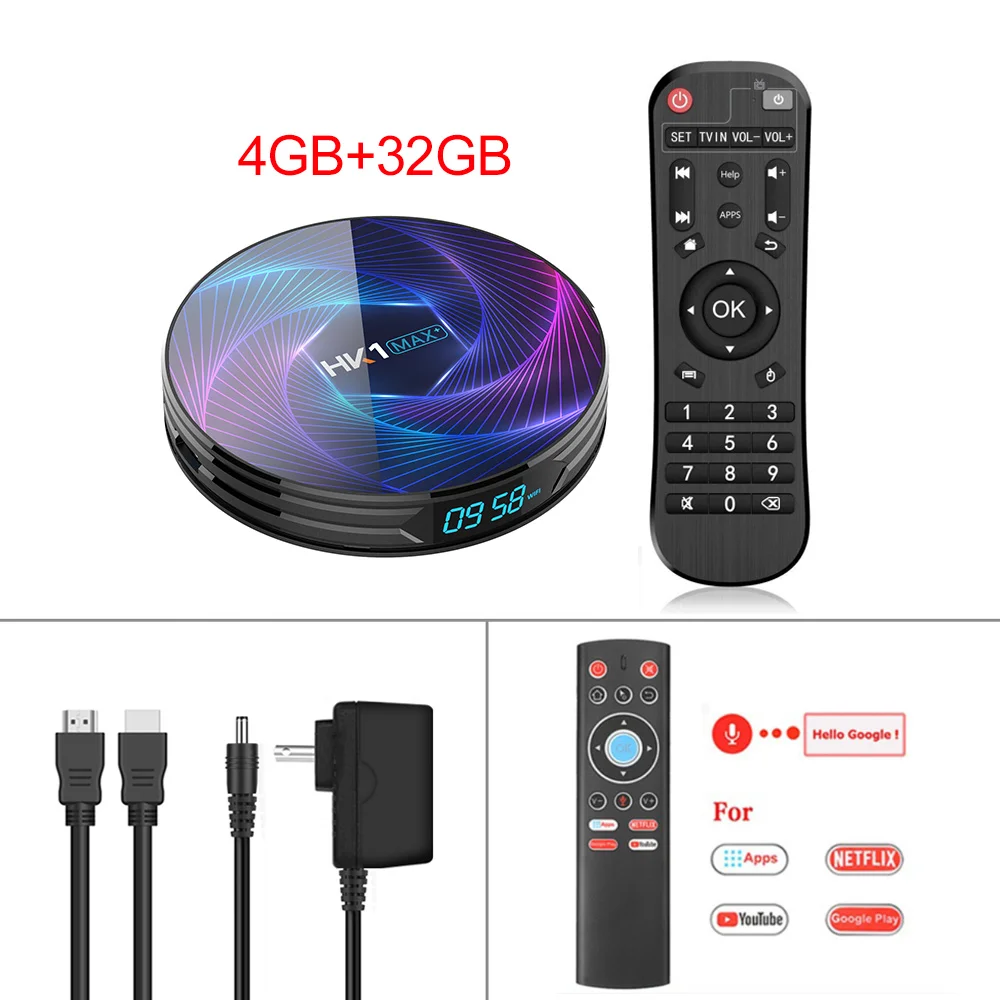 4G32G T1 Android 9.0 TV Box HK1 MAX Plus 4GB RAM 128GB ROM RK3368 PRO Octa Core Smart Media Player USB3.0 Google Play Netflix 8G/32G/64G - Цвет: 4G32G T1