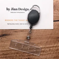 Premium Retractable Carabiner Badge Reels with Horizontal Half Card Badge Holders for POS and Swipe Cards by Specialist ID