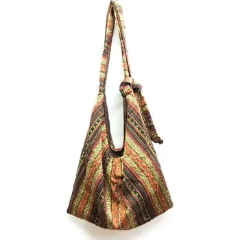 

Retro Casual Print Ethnic Distressed Style Shoulder Bag Wild Synthetic Handmade Linen Bag