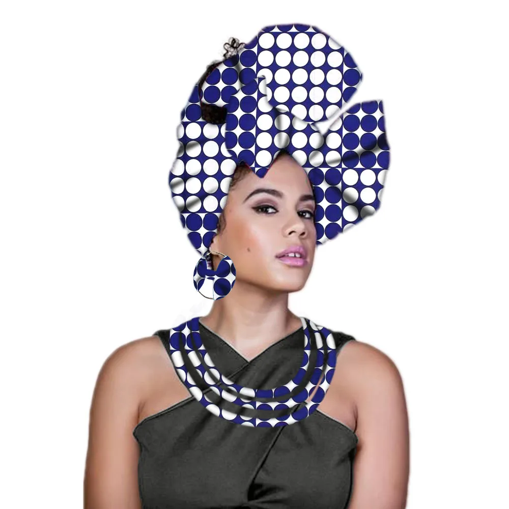 Африканский головной убор нигерийский головной убор Анкара головной убор тюрбан для женщин с Дашики этническое многослойное ожерелье - Цвет: 2