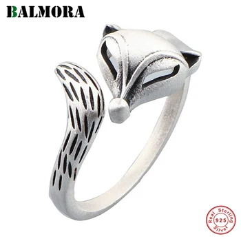 

BALMORA Real 925 Sterling Silver Retro Fox Open Stacking Finger Rings for Women Lady Gift Simple Elegant Fashion Jewelry Anillos