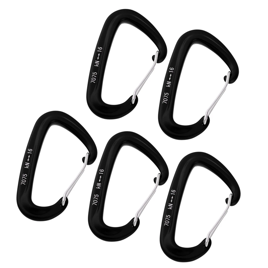 5pcs 16KN Aluminum Wire Gate Carabiners Safety Climbing Hammock for Hiking Backpacking Trekking Rock Climbing Caving Rappelling
