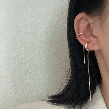 

Chic Earless Earing Gold Circle Ear Cuff Clip on Earrings without Piercing Earcuff with Tassel Earrings Women Fashion Jewelry