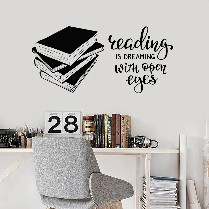 

Books Vinyl Wall Decal Quote Library Reading Room Art Decor DIY Stickers bedroom Study wall decoration Murals Y15