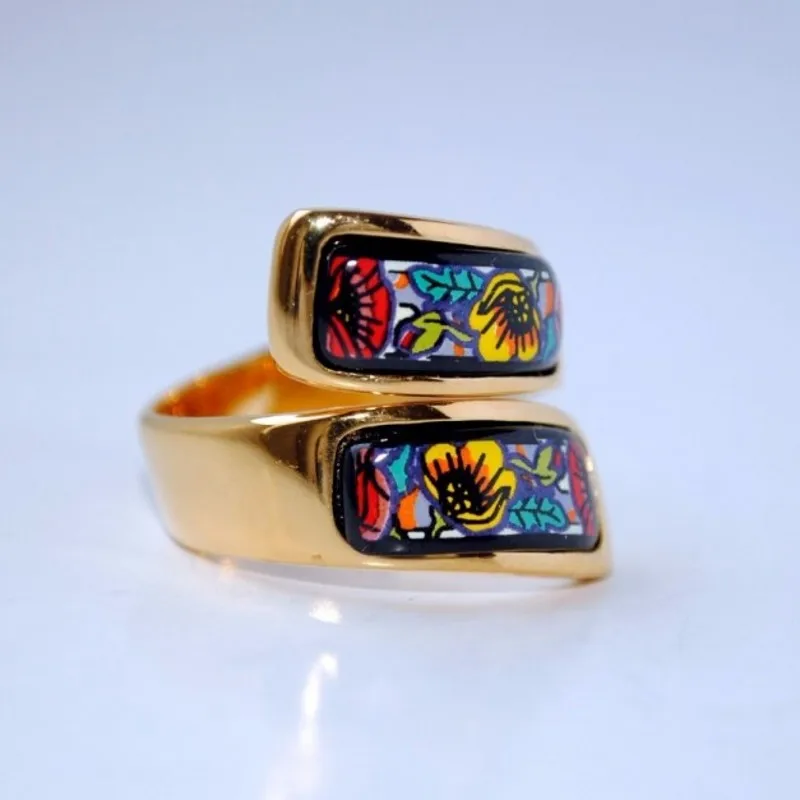 BOCAI  Fashion New Poppy Flower Enamel Jewelry Set Plant Flower Cloisonne Woman Bracelet Pendant EarringS Jewelry 6