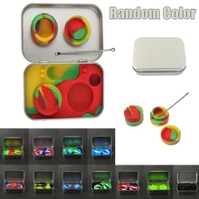 Caixa de armazenamento antiaderente do recipiente do silicone de 4 pces 5ml para o recipiente do dab do frasco da cera do óleo com cor aleatória da caixa de ferramenta de aço inoxidável