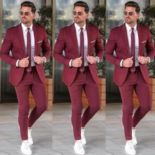 oxblood wedding suit