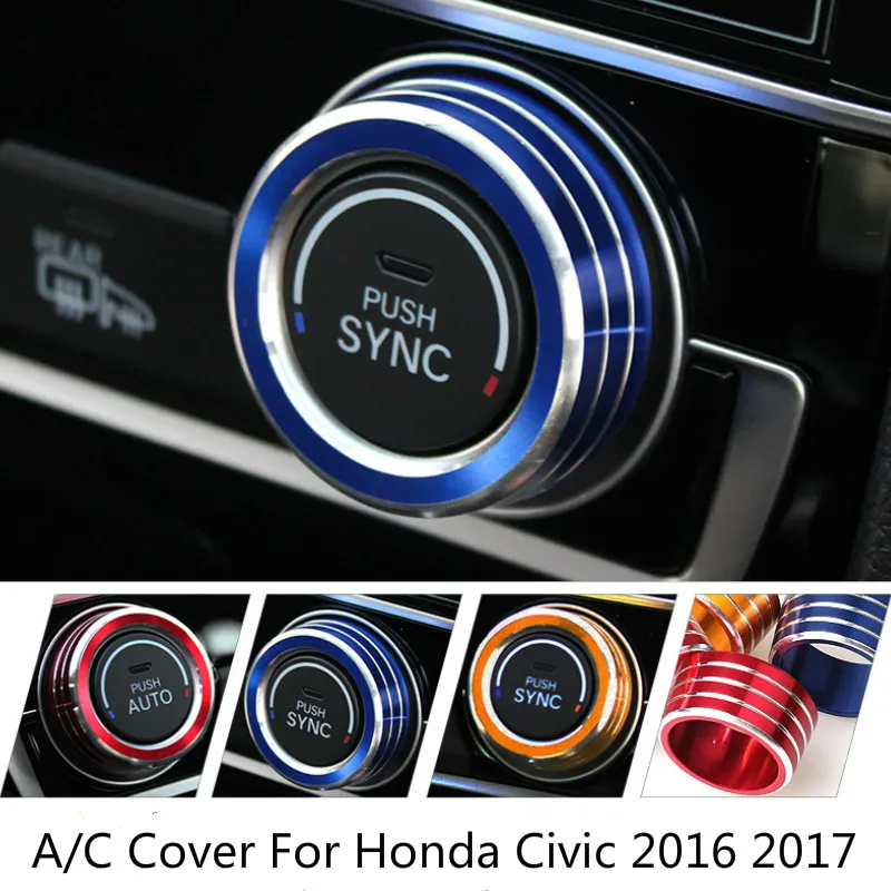 

2pcs Aluminu A/C Air Condition Knob For Honda Civic 2016 2017 AC Climate Control Ring Button Switch Trim Cover Car Styling