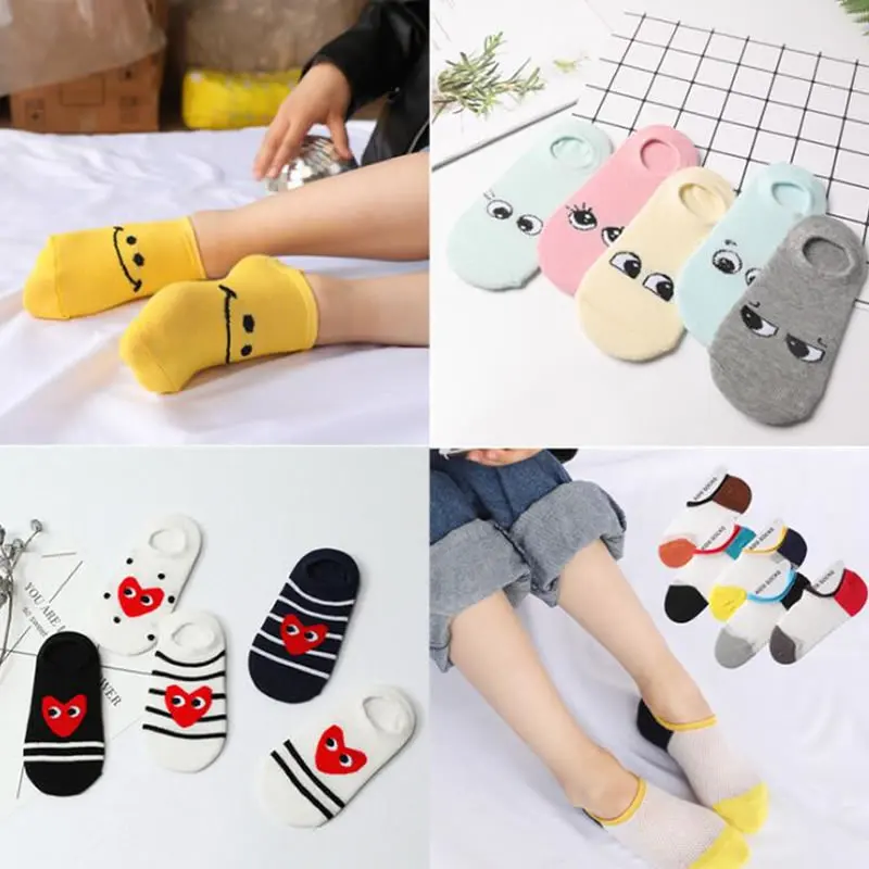 New children 's cotton mesh breathable boat socks comfortable men and baby love smile big eyes cause the socks