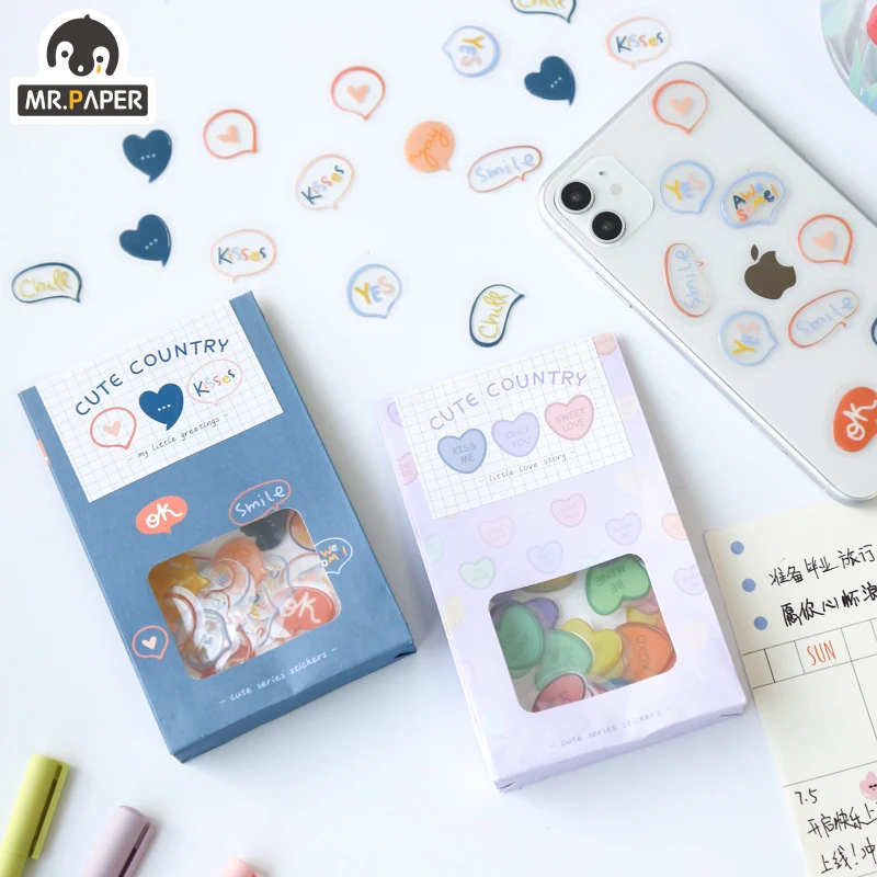 

Mr.Paper 60pcs/back Kawaii Cute Animal Mini PET Paper Stickers Bag Minimalist Decorative Office School Stationery Stickers