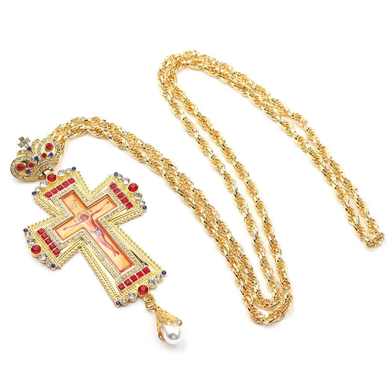 Comprar Cruz Pectoral dorada Iglesia Cristiana colden priest crucifijo regalo de bautismo