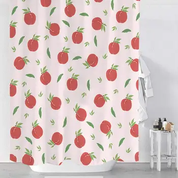 

Design Fruit Printing Europe Countryside Small Floral Punch-Free Shower Curtain with Hooks (71" x 71") Waterproof Thickening
