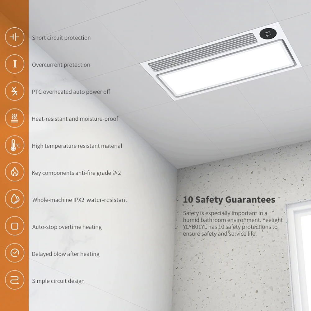 Yeelight Smarts 8 in 1 Ceiling Bathroom Heater Light Adjustable Mounted Ventilation Fan Fast Dry Voice Remote Control for xiaomi