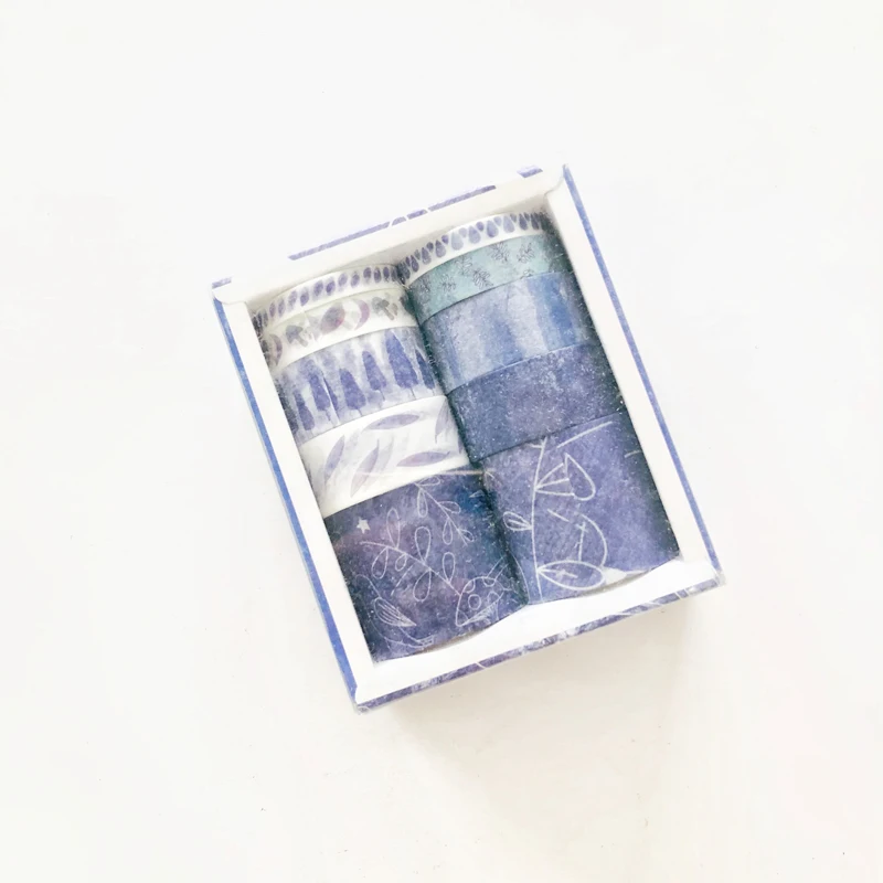 10 Rolls /Box Blue Color Forest Night Stars Masking Tape Hand book Diary DIY Photo Frame Stickers Decoration