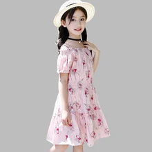 Летнее платье с мультяшным принтом для девочек, плиссированные детские платья в стиле пэчворк Милая Одежда для девочек-подростков возрастом 6, 8, 10, 12, 14 лет