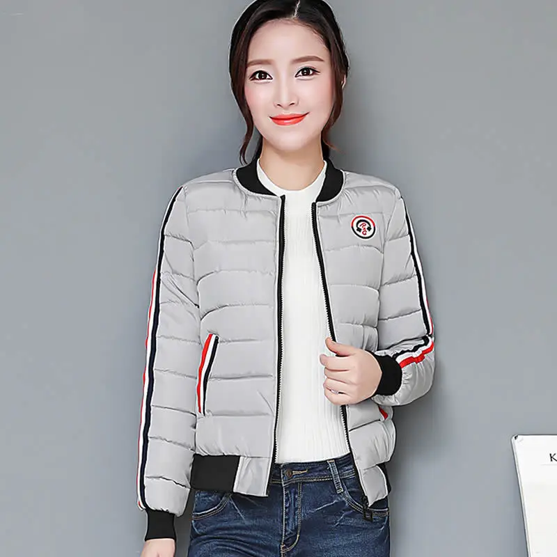 

2018 Winter New Style Women's Baseball Uniform Short Thick Students down Coat Slim Fit down Jacket Cotton-padded Clothes Cotton