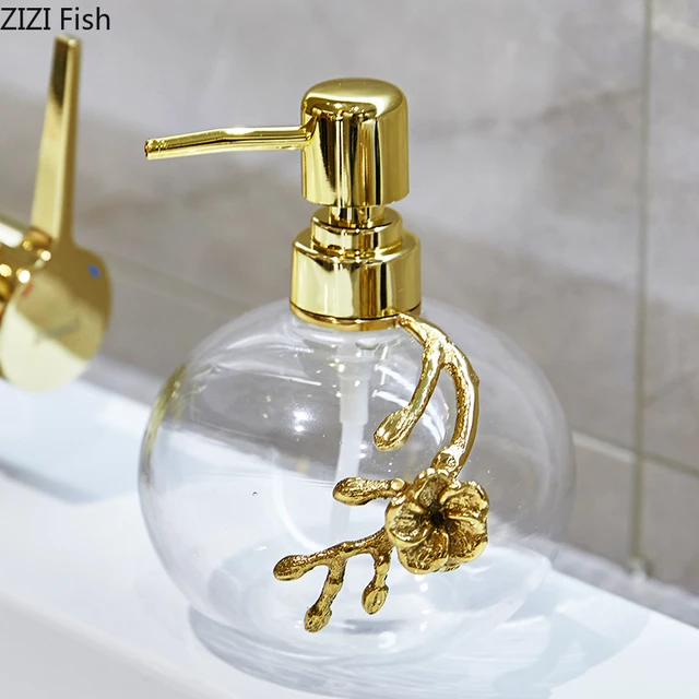 Metal Luxury Soap Dispenser Holder, Modern Bathroom Shower