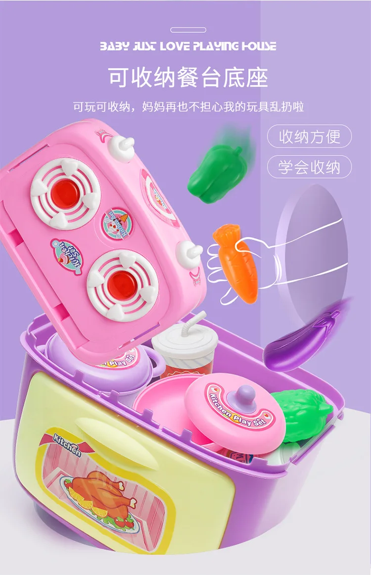Children'S Educational Play House Toys GIRL'S Model Kitchenware Tableware Set Mini Kitchen Character Play Toy