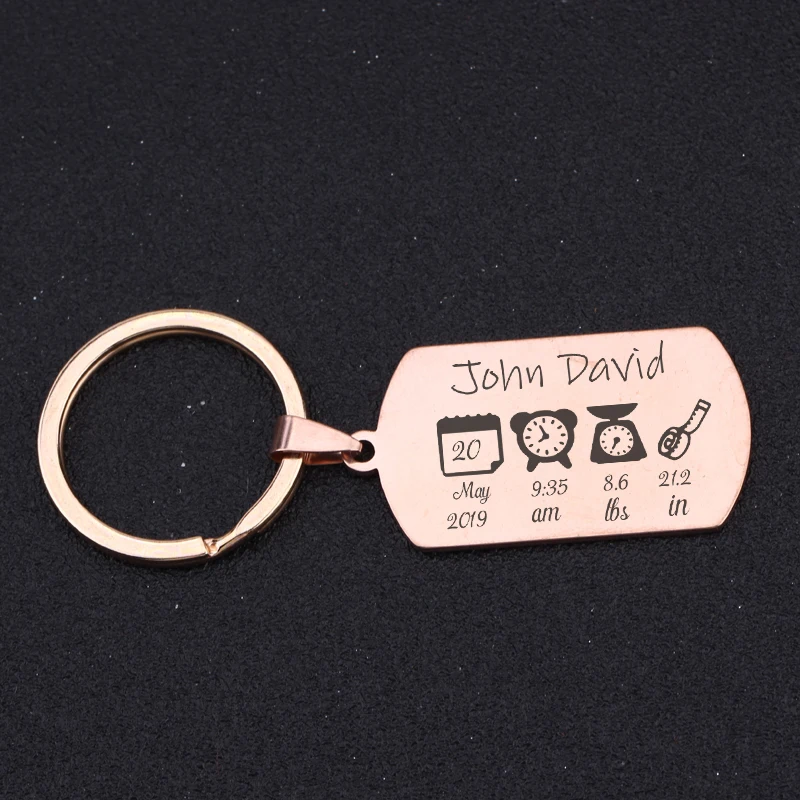 Персонализированные детские брелки для детей, детские Keepsake, Детские статы для нового отца, подарок матери, новые родители, эксклюзивное очаровательное кольцо для ключей