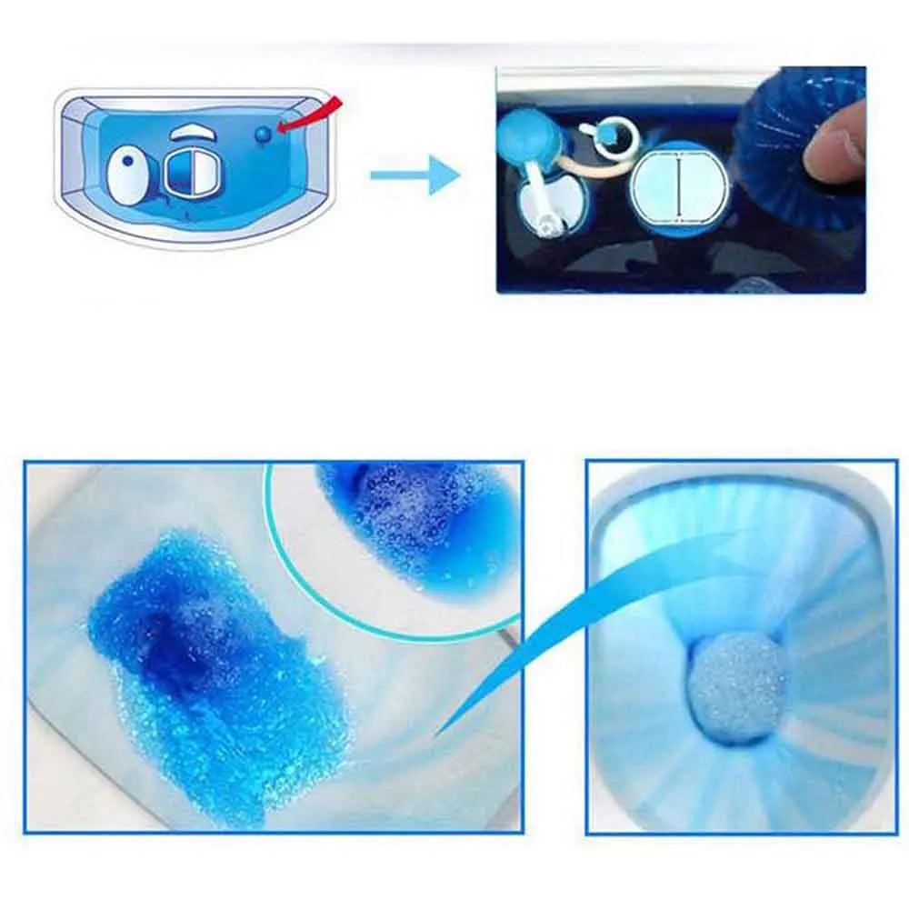 Hot Sale Blue Bubble Toilet Automatic Flushing Spirit Toilet Cleaner Toilet Deodorant Block Household Bathroom Restroom Cleaner
