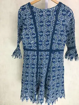 

17 Summer Small Fresh Hollow Out Embroidery Lace Dress Rajo 7413