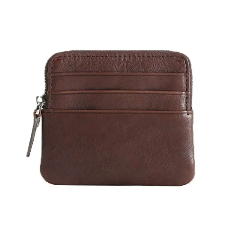 Vintage Men's Leather Wallet Pocket Mini Purse ID Credit Card Change Bag - Цвет: CF