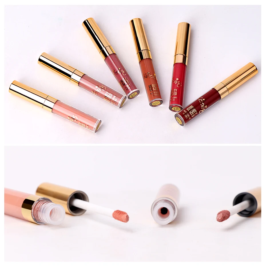 BEAUTY GLAZED 6 шт./компл. матовый блеск для губ, макияж бархатная пикантная однотонная обувь, красный, бежевый, длительный Водонепроницаемый мягкая помада комплект вечерние подарок косметика