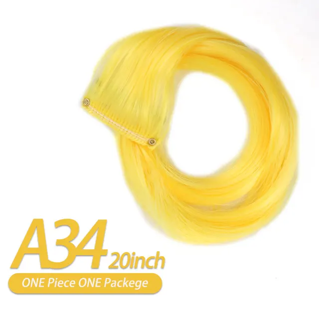 AIYEE Hair Extensions Pure RainBow Hairpiece Clip In Hair Piece Synthetic Long Straight Ombre Pink Red Rainbow Hair Piece A34