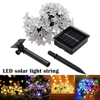 

Solar Flower Lights Waterproof LED Peach Blossom Flower Solar Fairy Decorative String Lights for Outdoor Gardens Homes H