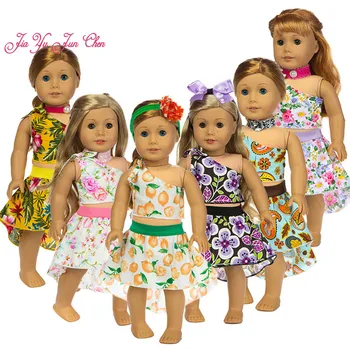 

Wholesale 2020 New Baby Girl American Doll Accessories Floral 18-Inch Girl's Doll Tulle Dress Replaceable Clothes bjd doll
