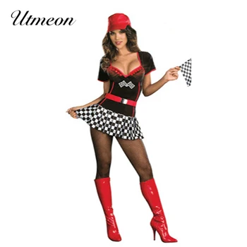 

UTMEON-Halloween Costumes For Women's Speed Race Girl Costume Light Up Racer Car Driver Girl's Sport Cosplay Costume