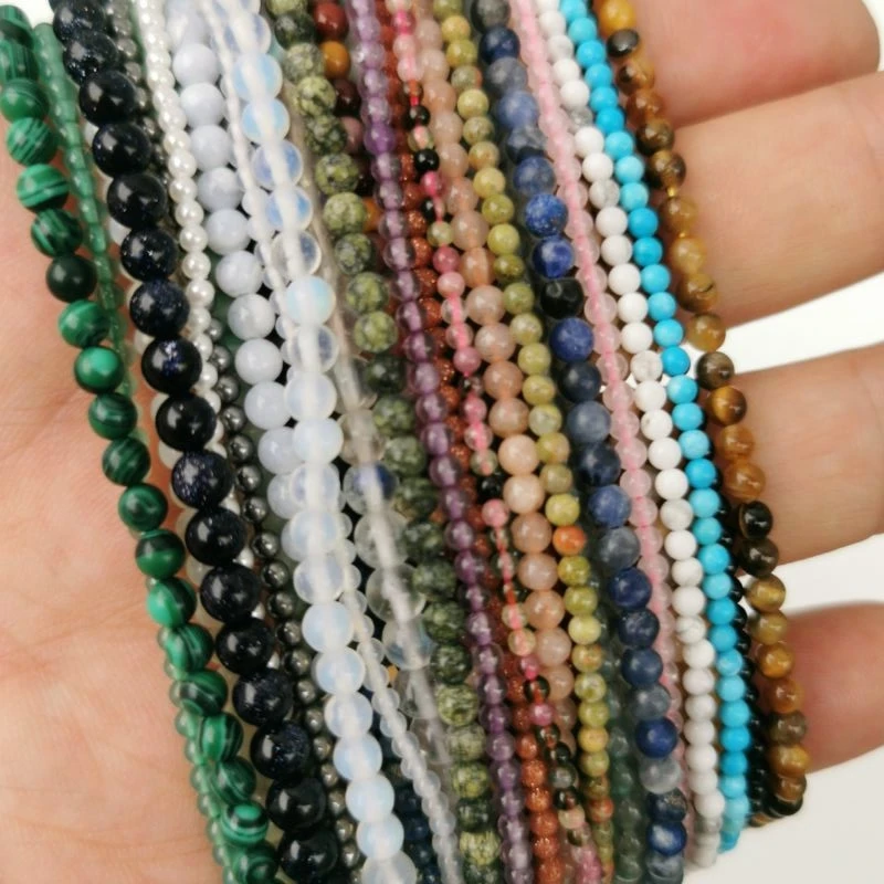 

2/3/4mm Natural Round Tiger Eye Amazonite Garnet Agates Angelite Quartz Lava Beads For Jewelry Making DIY Bracelet Accessories