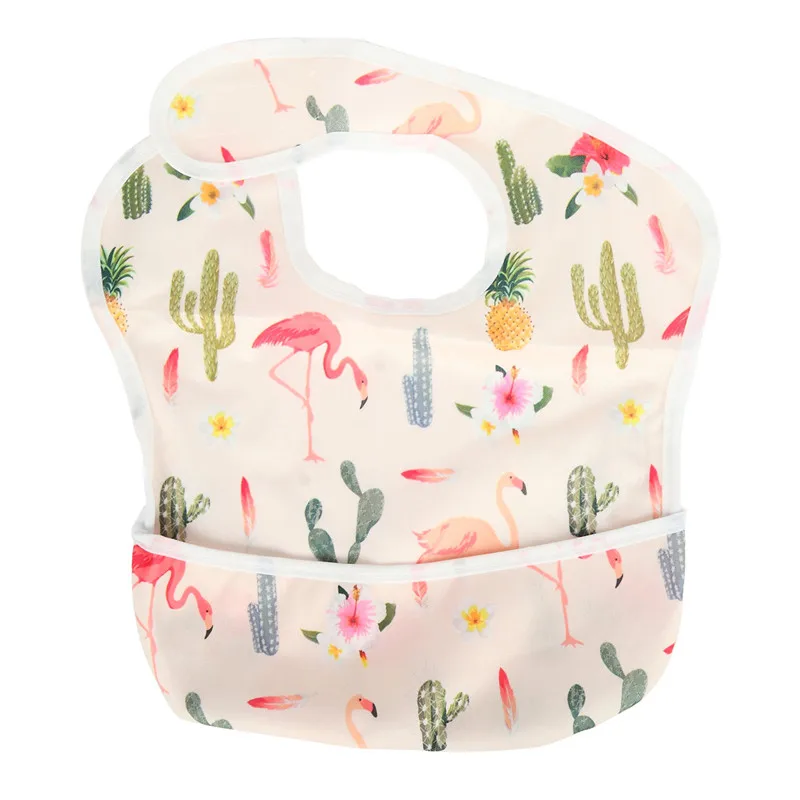 [Sigzagor]1 Baby Bib Feeding Waterproof With Pocket 6 to 24 months - Цвет: BSW13 flamingo