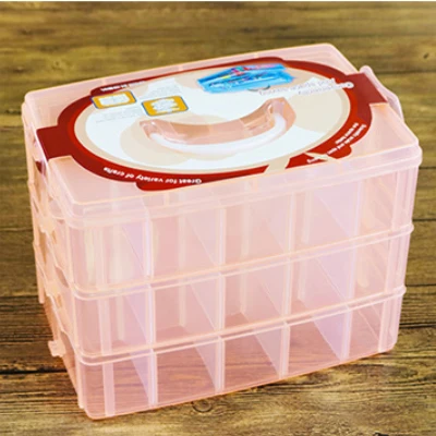 Оранжевый Practical jewelry storage adjustable plastic compartment storage box jewelry earrings lid container storage box three layers - Цвет: Оранжевый