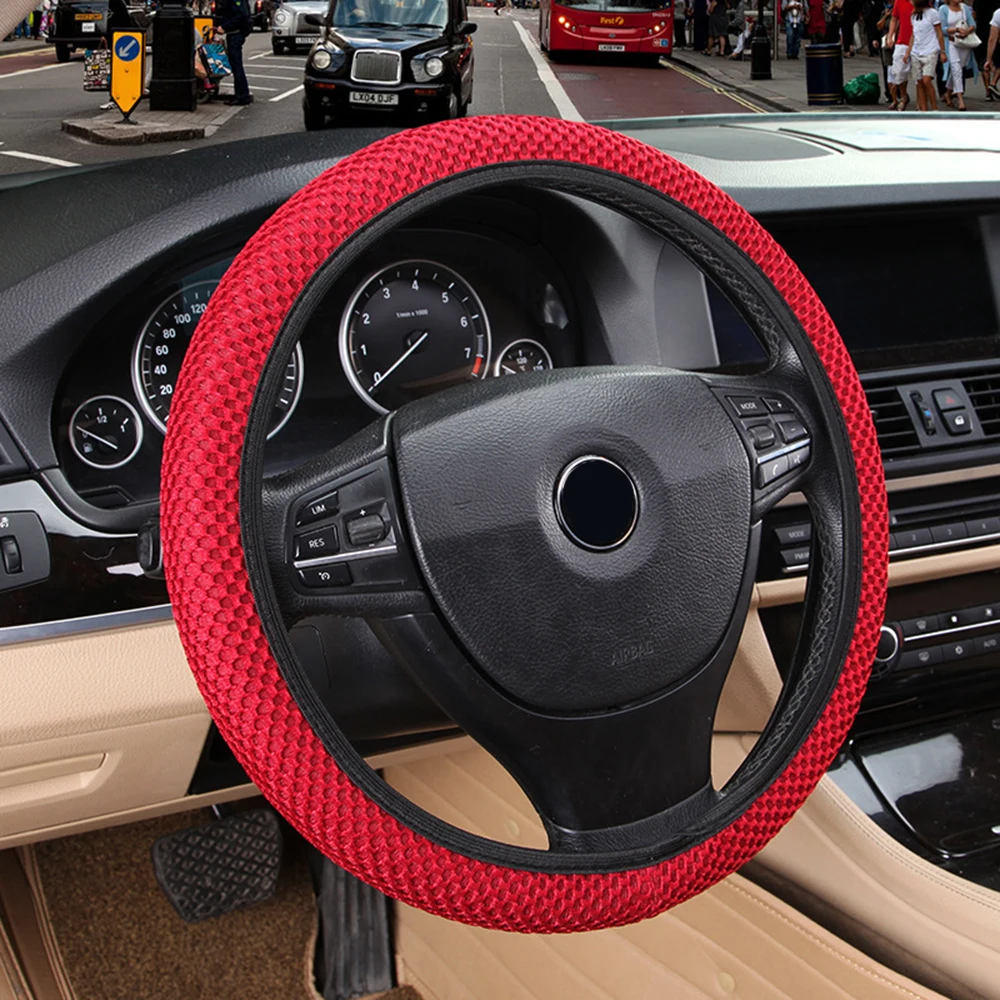 

Unversal Car Steering Cover Steer Protection 3D Breathable Mesh Sandwich Fabric Durable Skidproof Auto Covers Car Styling