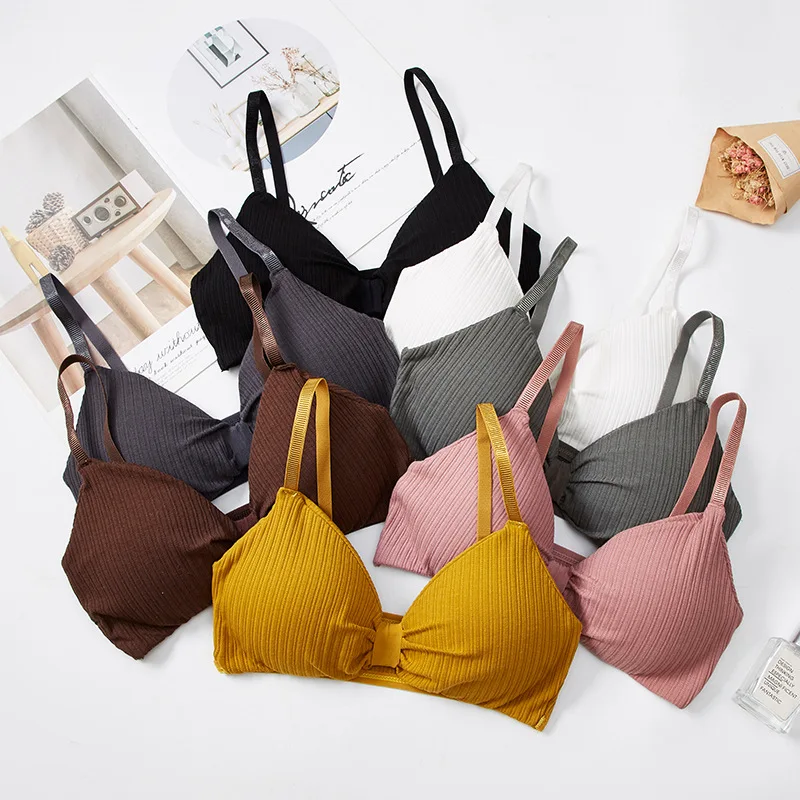 

Sitonjwly French Style Bralette Bras for Women Sports Bra Beauty Back Wrapped Chest Brassiere Lingerie Triangle Cup Crop Tops