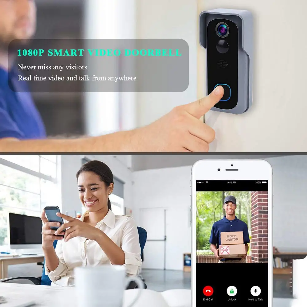  Onvian WiFi Doorbell Camera Waterproof 1080P HD Video Door Bell Motion Detector Smart Wireless Door