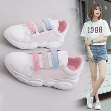 Женская обувь с изображением медведя; коллекция года; сезон лето; Новинка; спортивная обувь; Белая обувь из сетчатого материала; дышащая обувь на толстой подошве в Корейском стиле; Брендовая обувь белого цвета