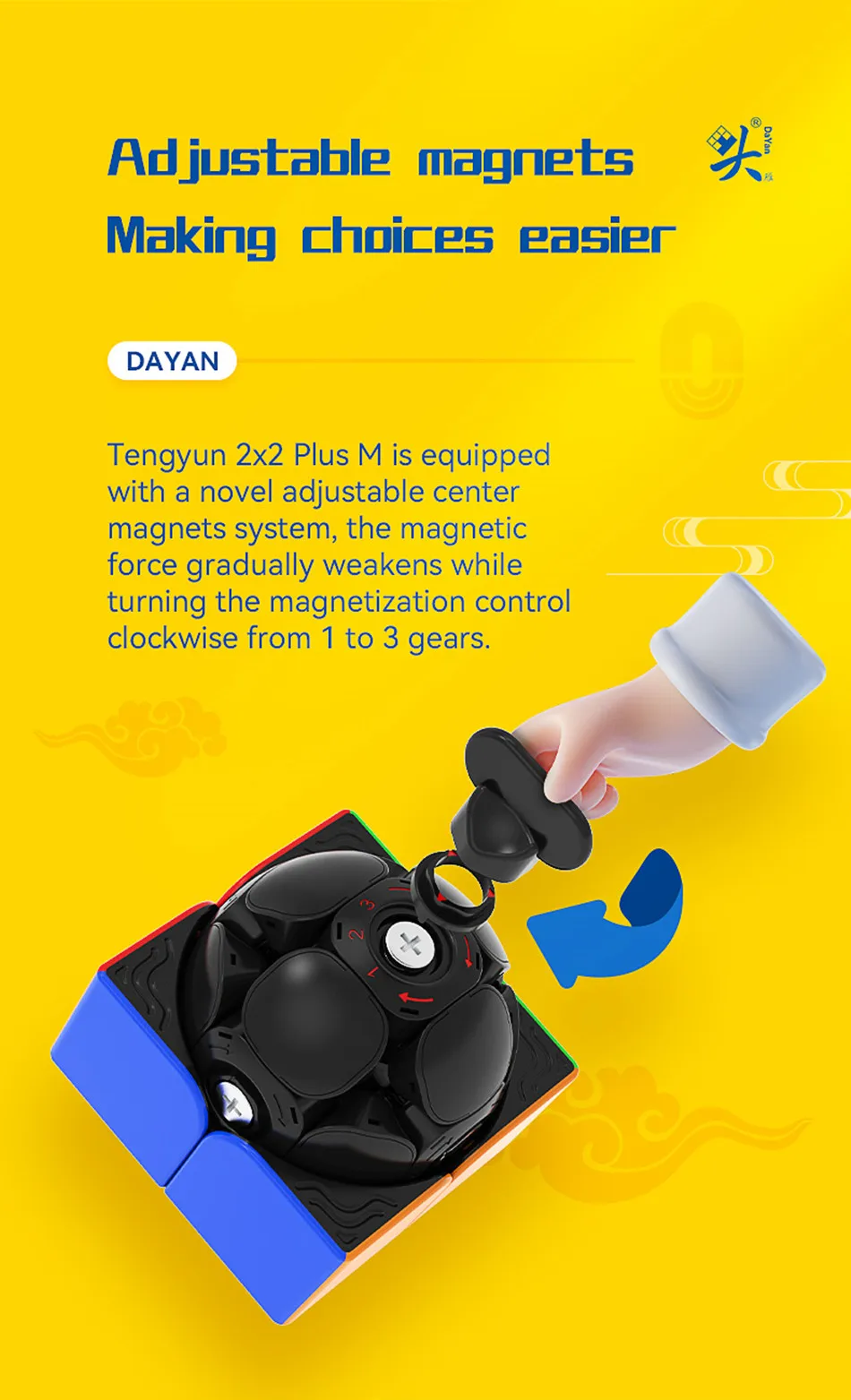 Dayan TengYun 2x2 PLUS V2 M Magnetic Magic Cube Professional Teng Yun Plus 2x2x2 cubo magico Puzzle Toy Educational Cubes 3