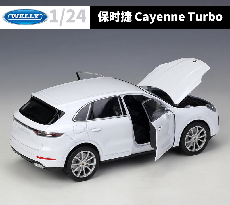 WELLY 1:24 литая металлическая Машина Porsche Macan Cayenne Turbo игрушечные автомобили SUV модель