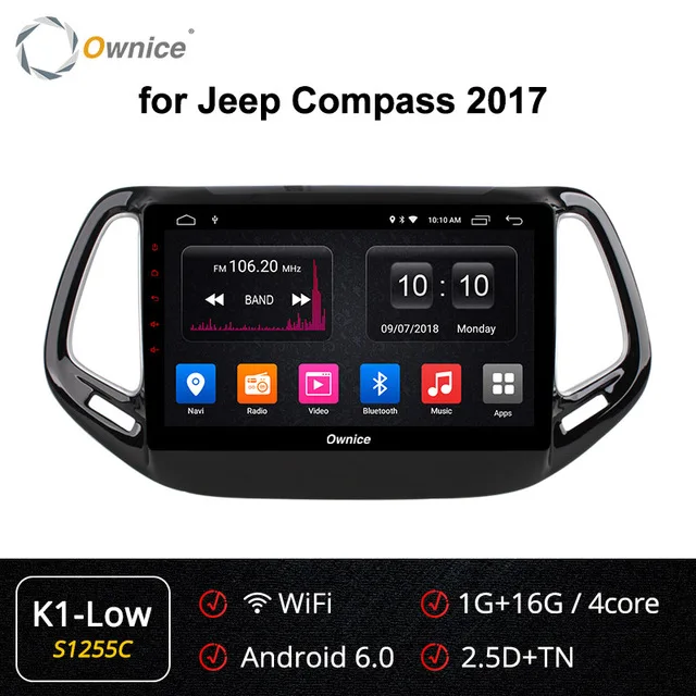 S1255 K1-Low Ownice 10," Восьмиядерный Android 9,0 4G ram автомобильный DVD gps Navi плеер carplay для Jeep Compass DVR 4G DSP 360 Pano ram оптический - Цвет: S1255 K1-Low