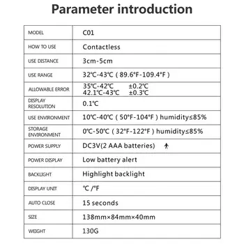 

Thermometer Black Red Measuring Tools Health Body Temperature ABS with LCD Laser Measurement Contactless Infrared Thermometer