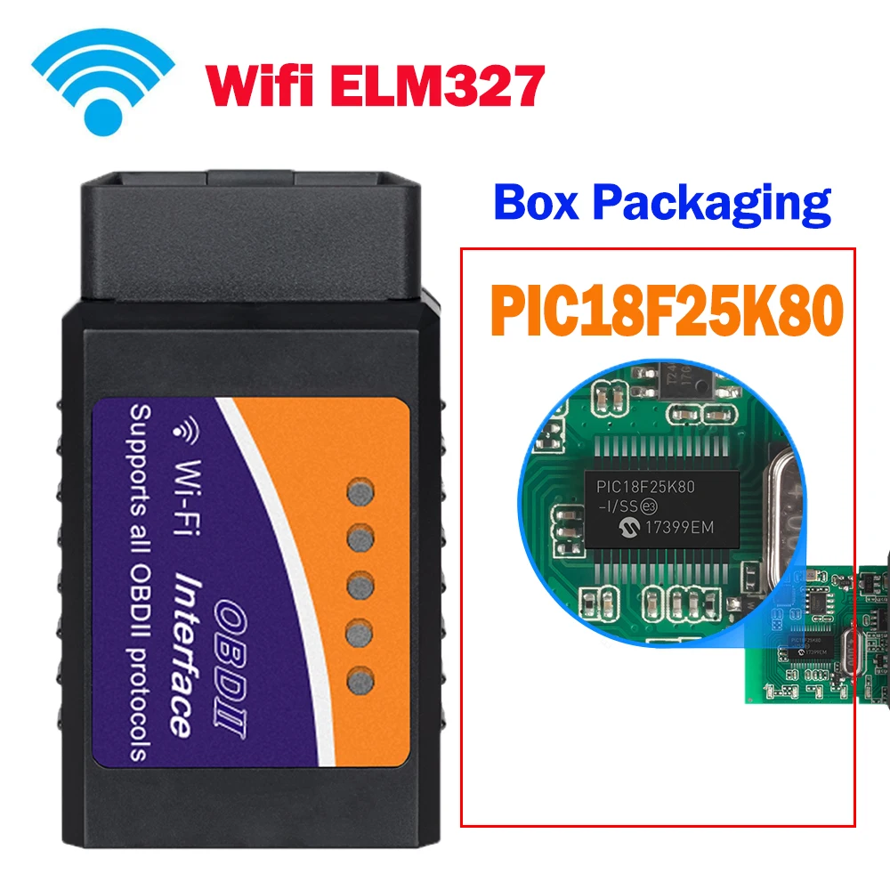 ELM327 V1.5 OBD2 Scanner PIC18F25K80 Chip Wifi ELM 327 Bluetooth elm327 Car Diagnostic Tool For iPhone/Android high quality auto inspection equipment