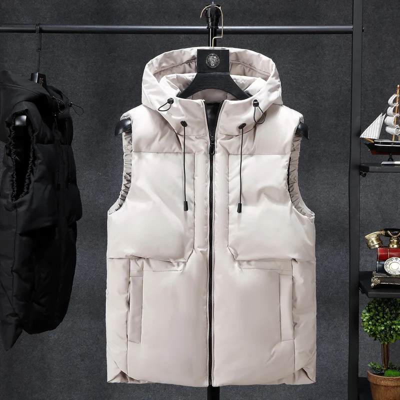 Plus Size 7XL 6XL 5XL XXXXL Hoodie Vest For Men Winter Warm Thick Casual Windbreaker Sleeveless Jacket Male Classic Waistcoat