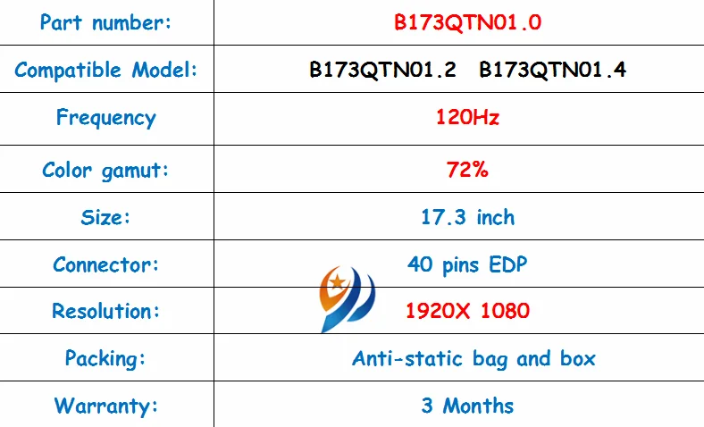 17,3 ''QHD 120 Гц 72% цветной ЖК-экран для ноутбука B173QTN01.0 подходит для B173QTN01.2 B173QTN01.4 для Aorus X7 v7 Dell Alienware M17 R4 2560