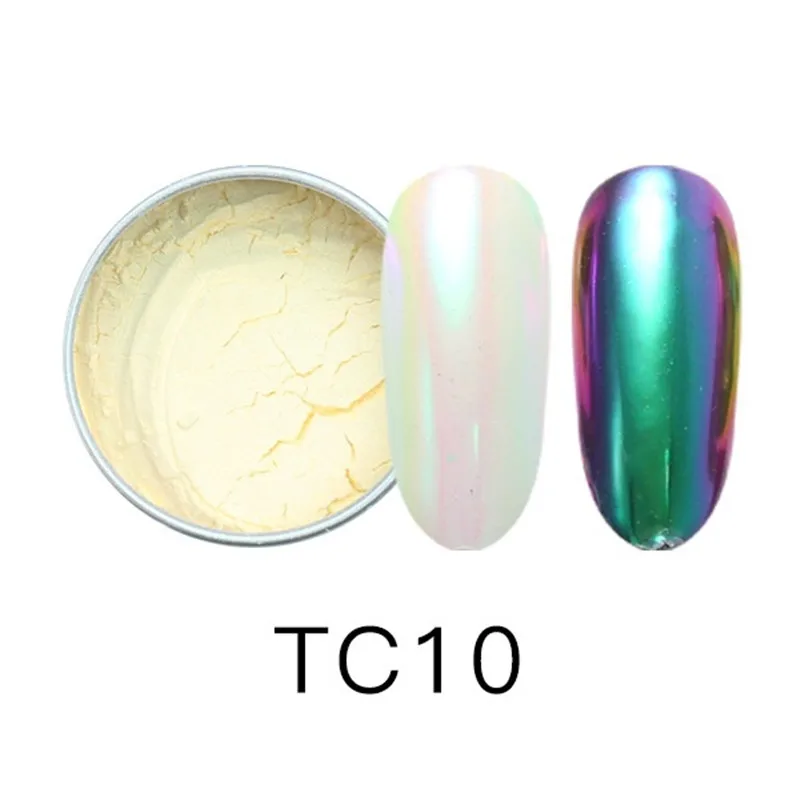 1 коробка прозрачный порошок для ногтей Аврора Единорог Хамелеон переливающийся блеск для ногтей пылезащитный хромированный пигмент DIY Дизайн ногтей украшение - Цвет: TC10