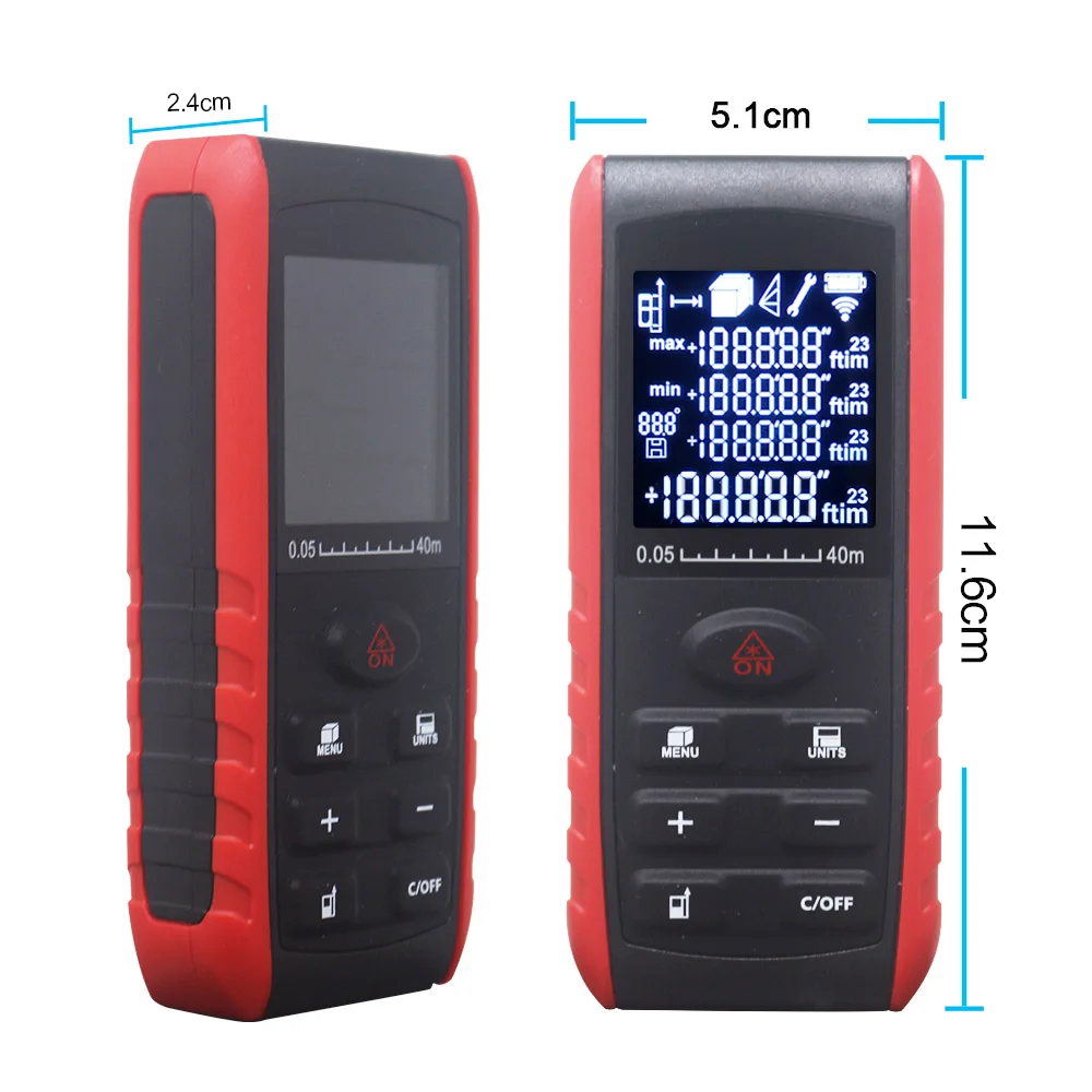 Handheld Laser Rangefinder Digital Laser Distance Meter Area Volume Tester Level Practractor Angle Indication 40m 60m 80m 100m Handheld Laser Rangefinder Digital Laser Distance Meter Area Volume Tester Level Practractor Angle Indication 40m 60m 80m 100m