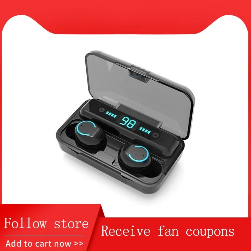 F9 TWS Bluetooth 5 0 Headset With Microphone 9D Stereo wireless headphone tws sport Waterproof Earphones for Xiao mi Apple