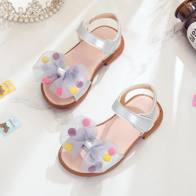 

ULKNN Newest Kids Sandals Fashion Leathers Sweet Children Shoes For Girls Toddler Baby Breathable Hoolow Out Bow Shoes