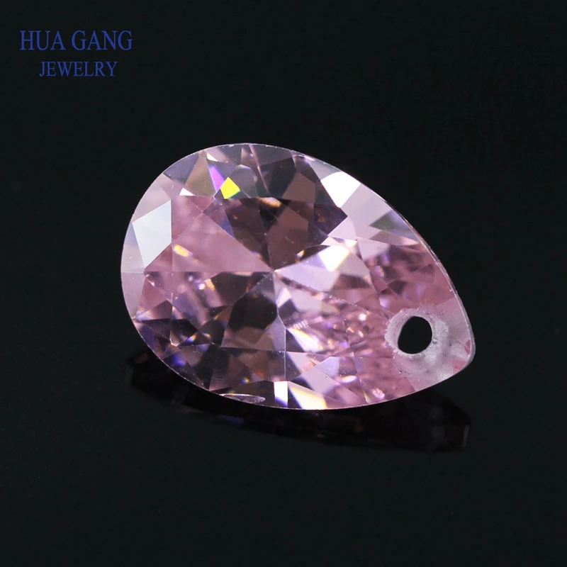 

Single Hole AAAAA Pear Shape Brilliant Pink Cubic Zirconia Stone For Jewerly Making 4x6~15x20 High Quality